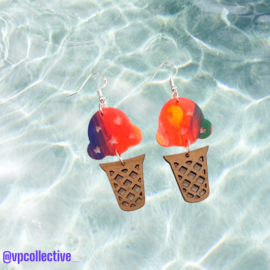 Sour Patch Ice Cream Cone Dangle Earrings