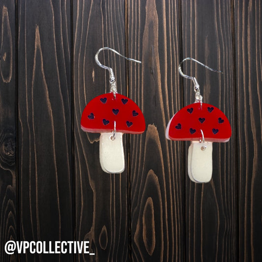 Patriotic Mushroom Dangle Earrings