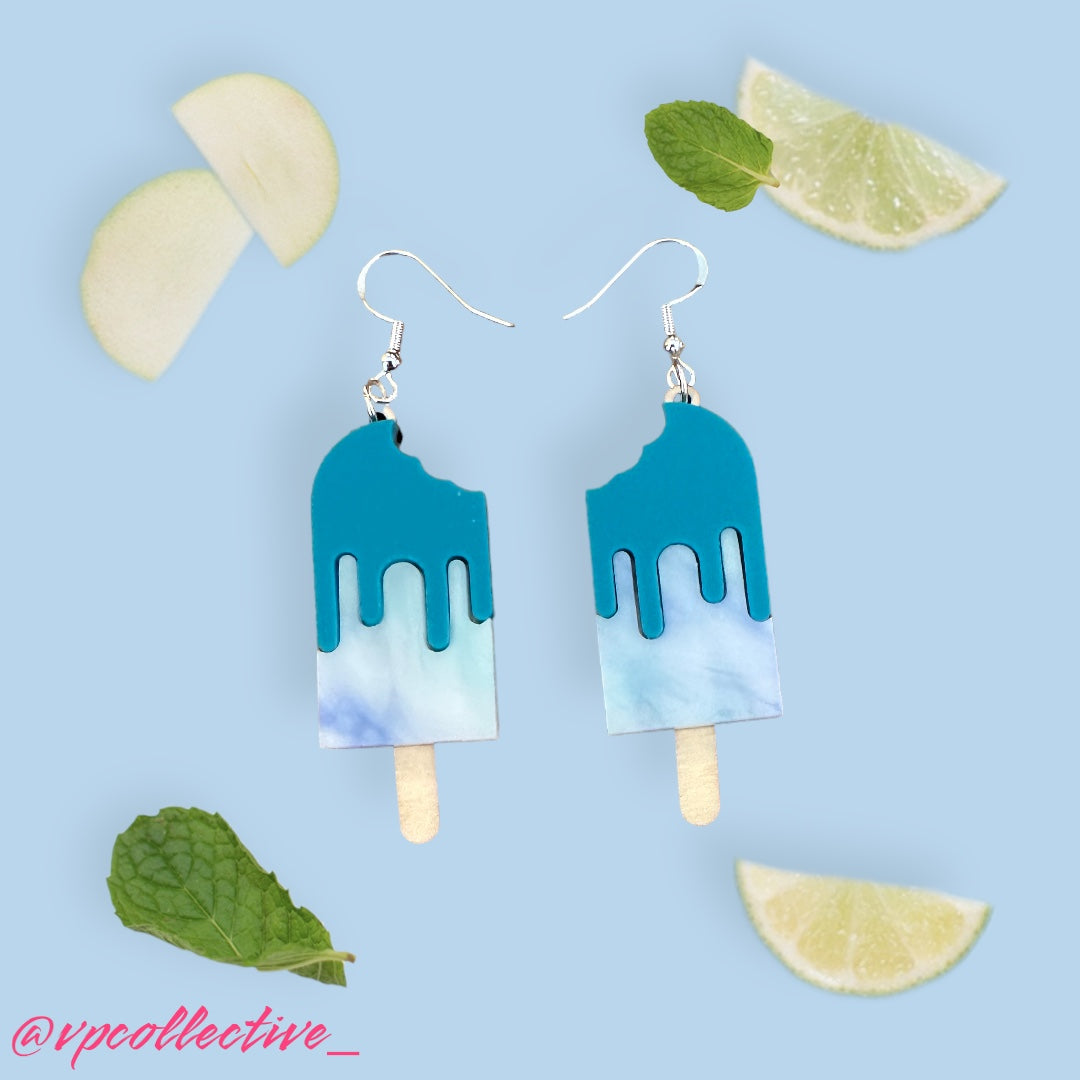 Melting Blueberry Wave Popsicle Dangle Earrings