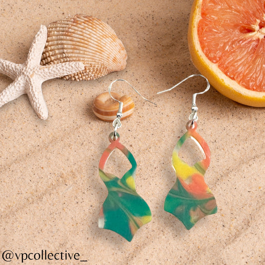 One Piece Swimsuit Dangle Earring - Tropical Vacation