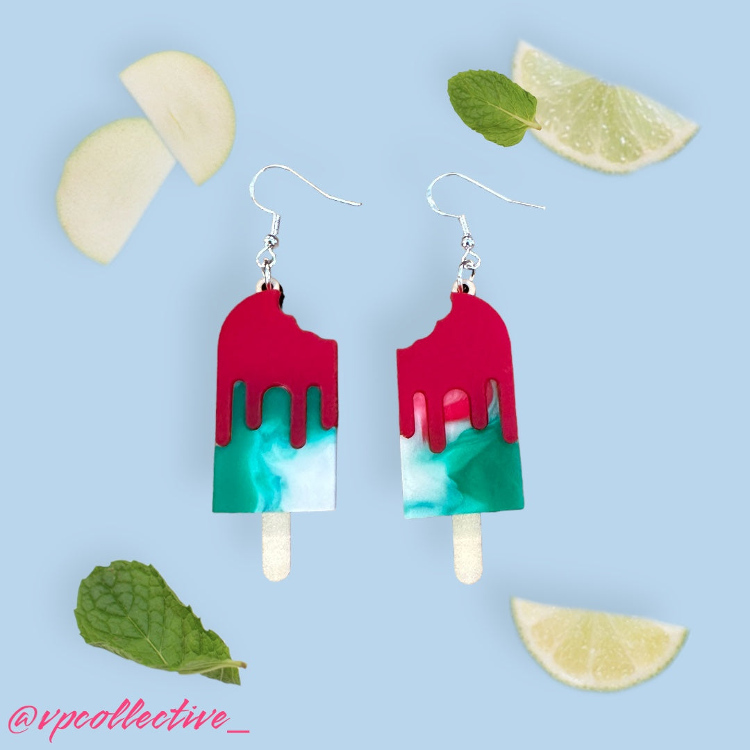 Melting Sour Apple Popsicle Dangle Earrings