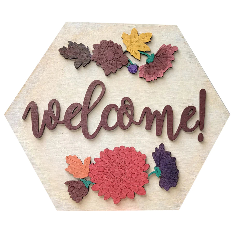 Autumn Chrysanthemum Welcome Sign **MADE TO ORDER **
