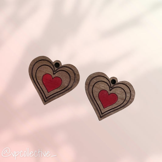 Growing Heart with Red Center Earrings - Cherry