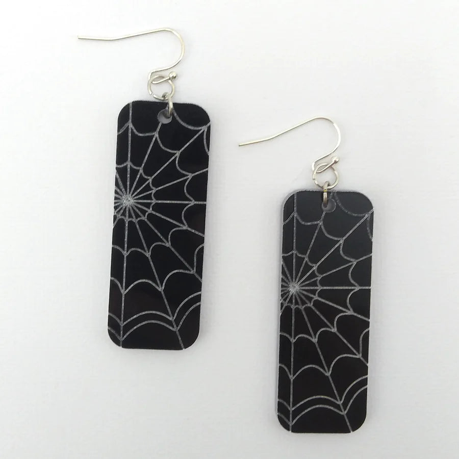 Creepy Spiderweb Panel Earrings - Multiple Color Options!