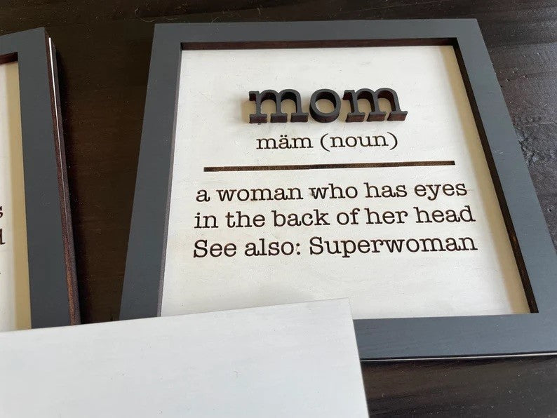 Definitions of a Mom (Mama & Mother Available too!) Sign