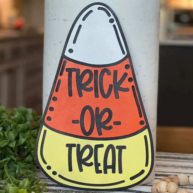 Candy Corn Shaped Trick or Treat Sign ** MADE TO ORDER **