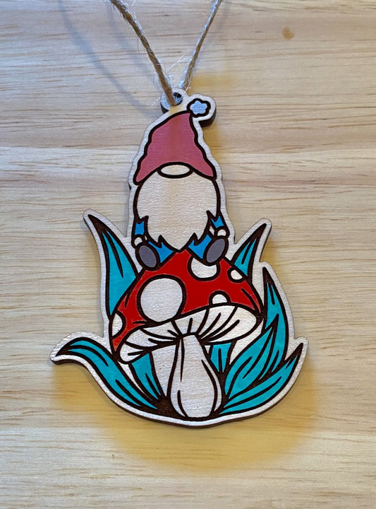Gnome on a Mushroom Ornament