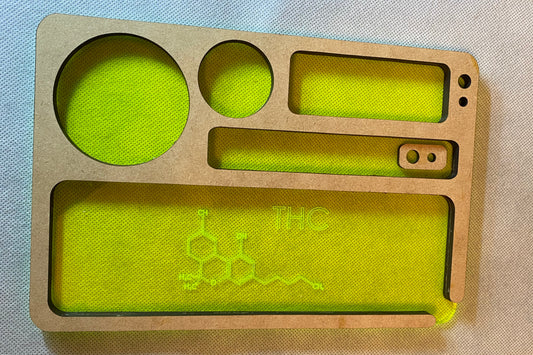 THC Molecule Engraved Rolling Tray