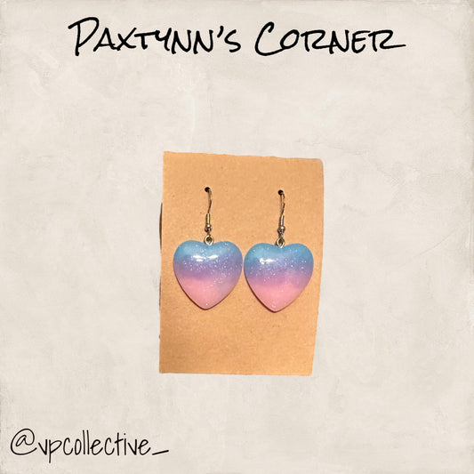 Pastel Pink & Blue Heart Dangle Earrings- PAXTYNNS CORNER