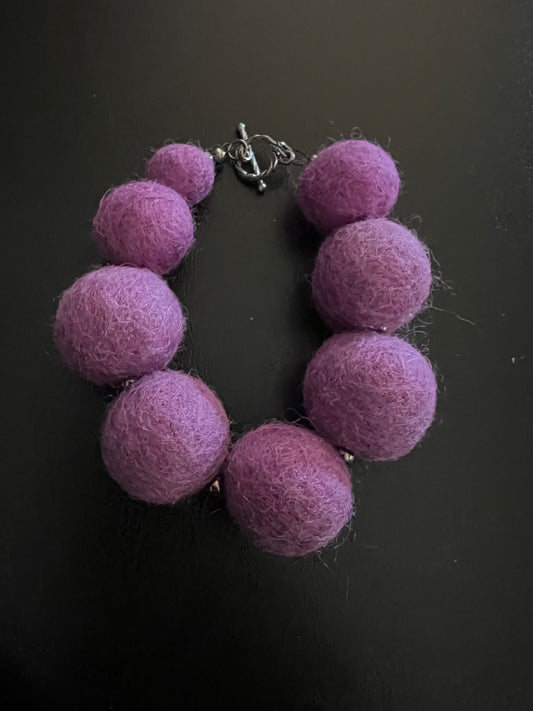 Purple Wool Bead Bracelet- PAXTYNNS CORNER
