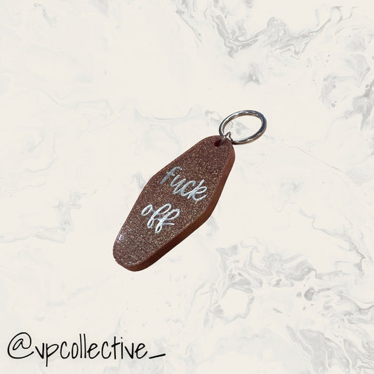 F*ck Off Keychain - Syrup Brown Sparkle