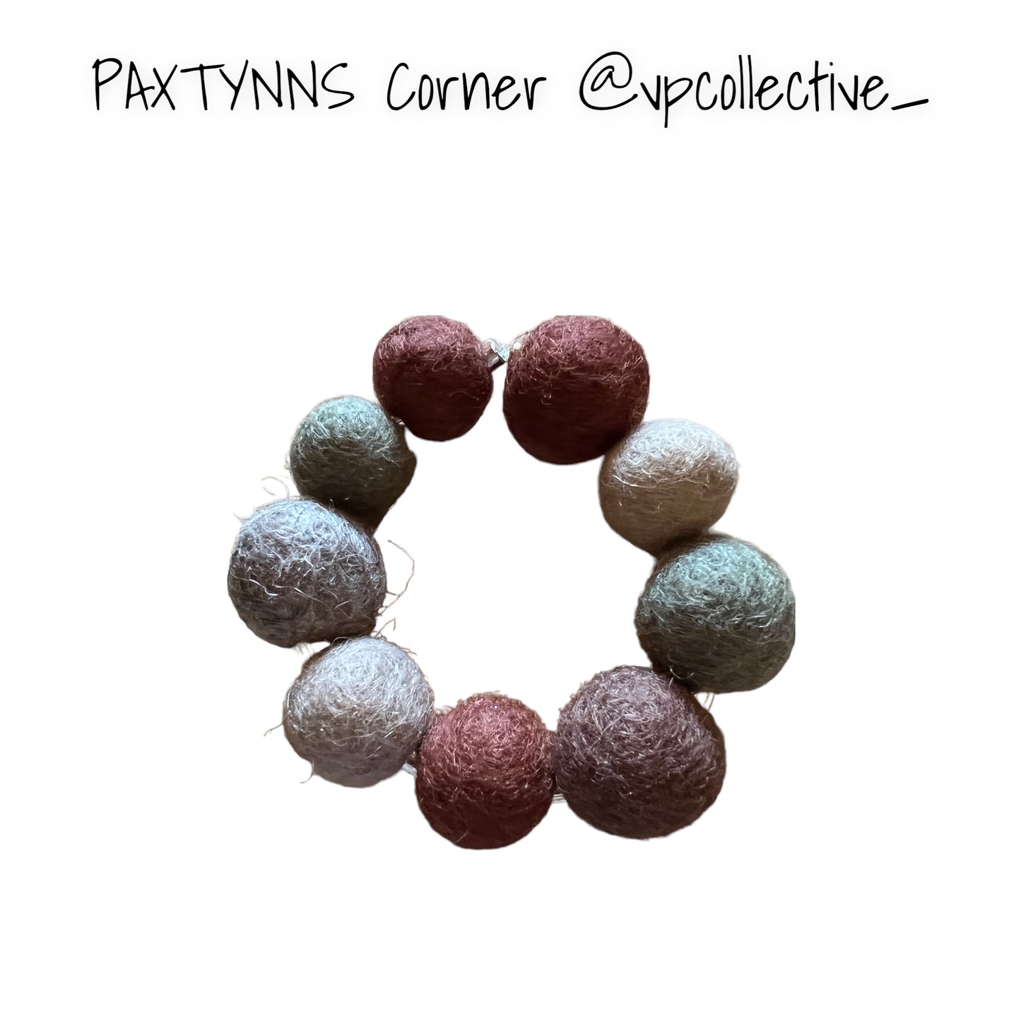 Neutral Tone Wool Bead Bracelet  -  PAXTYNNS CORNER