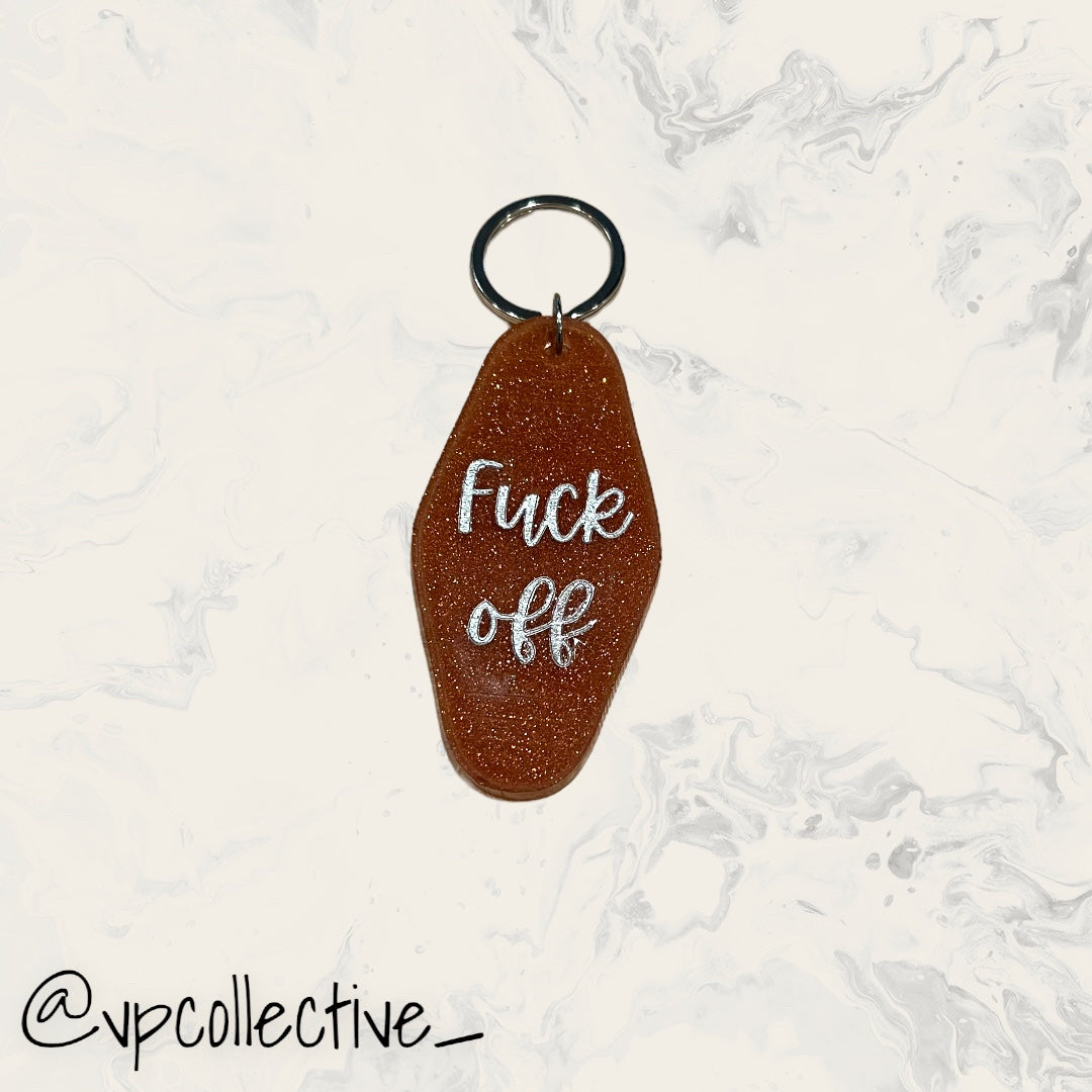 F*ck Off Keychain - Bronze Glitter