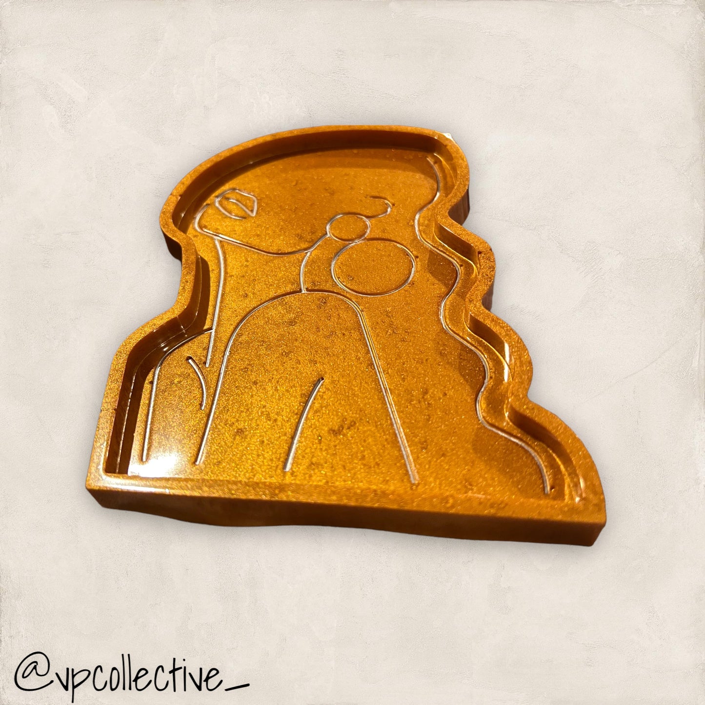 Orange Gold Woman Outline Tray