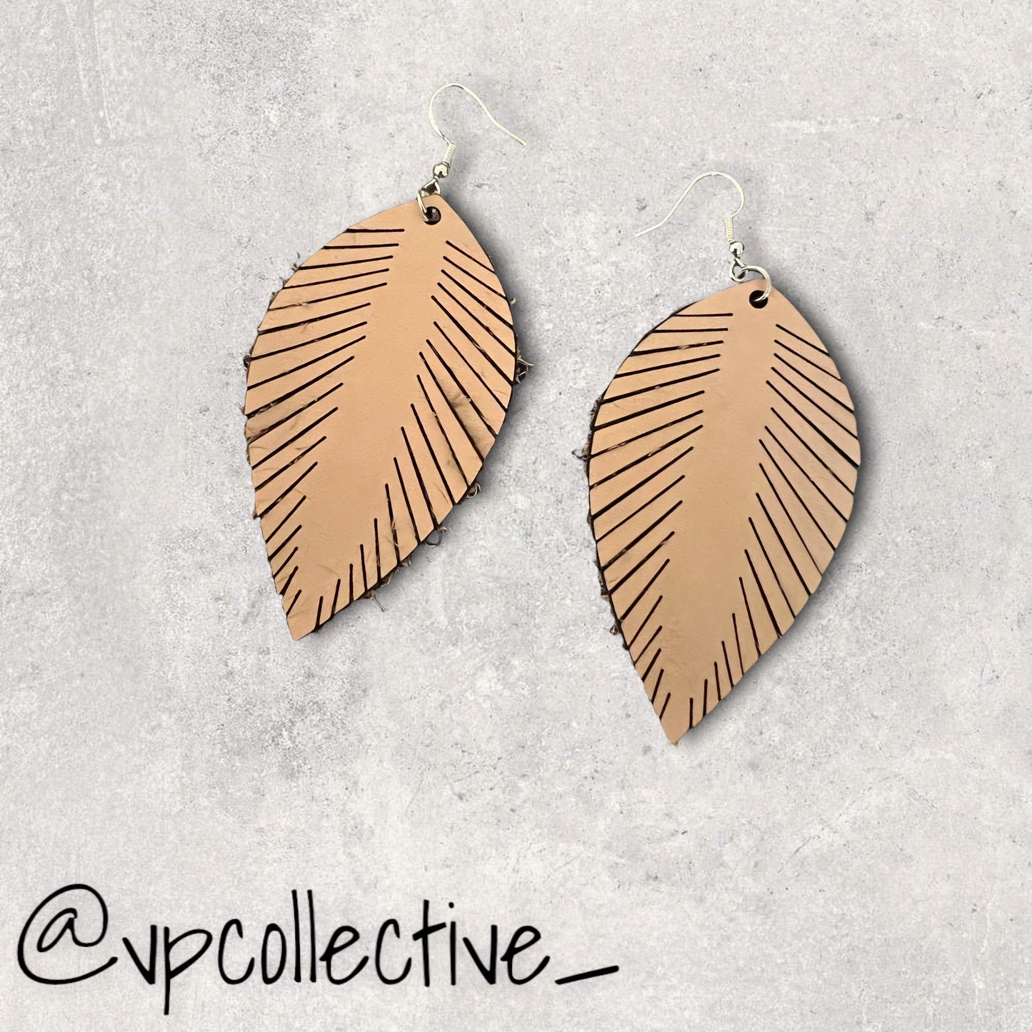 Natural Leather Feather Dangle Earring