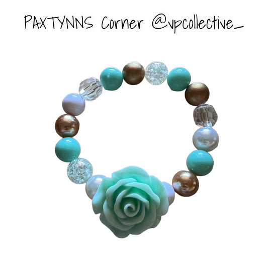 Shiny Princess Style with Teal Rose Bracelet  -  PAXTYNNS CORNER