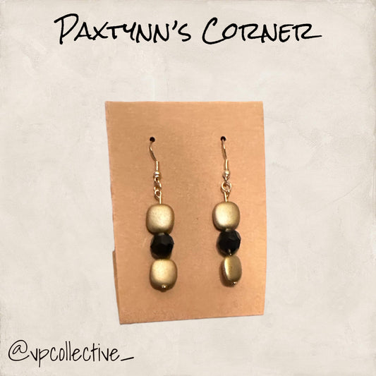 Black & Gold Dangle Earrings- PAXTYNNS CORNER