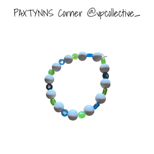 White with Seahawks Hearts Bracelet  -  PAXTYNNS CORNER