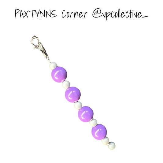 Purple & White Keychain  -  PAXTYNNS CORNER