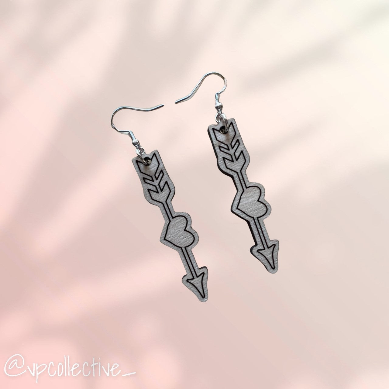 Heart Arrow Earrings - Maple