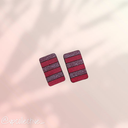 Valentines Striped Stud Earrings